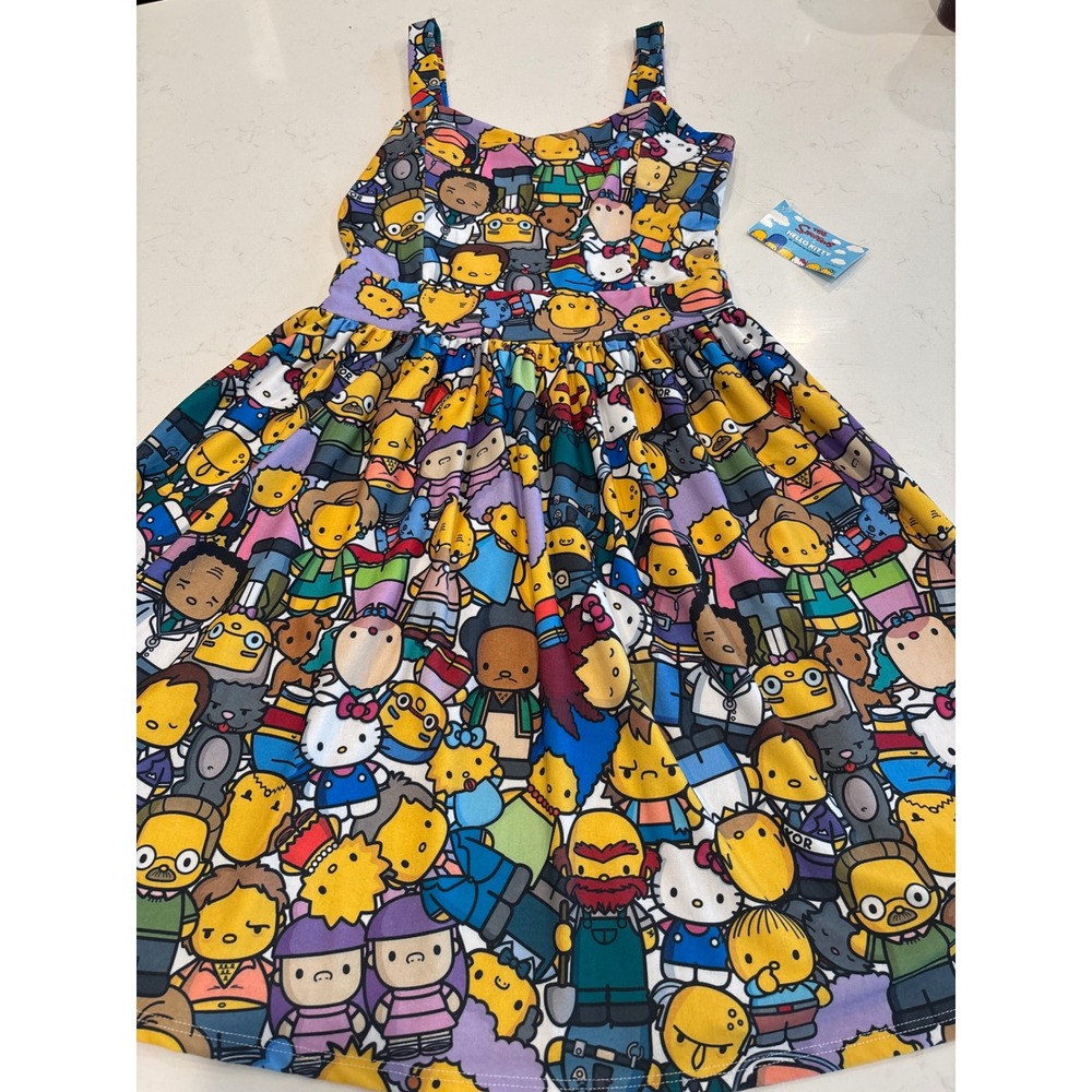 JapanLA The Simpsons x Hello Kitty Dress Sanrio All Over Print Sleeveless Small